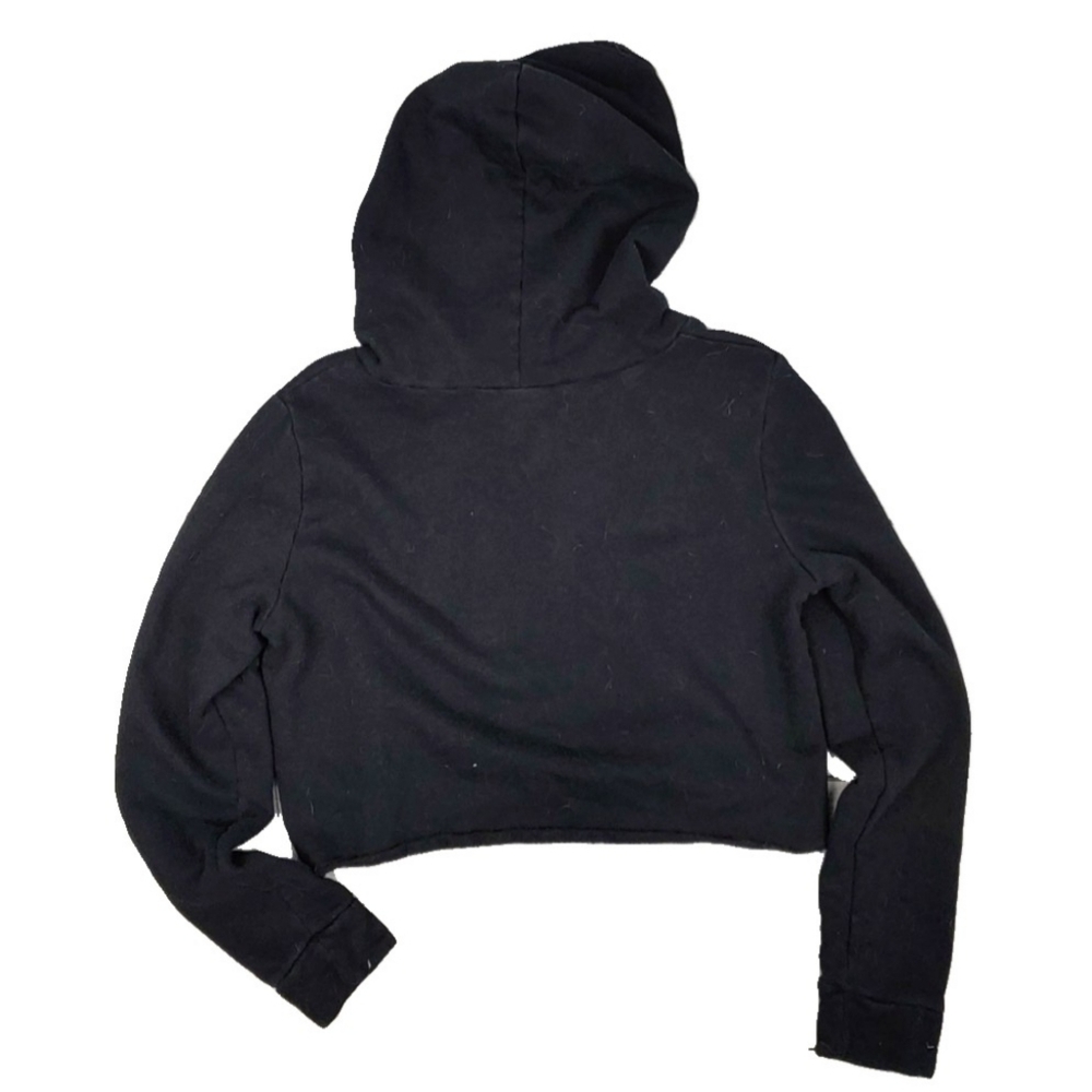 Pink Womens S Black Blue Logo Crop Long Slv Hoodie - Picture 5 of 5